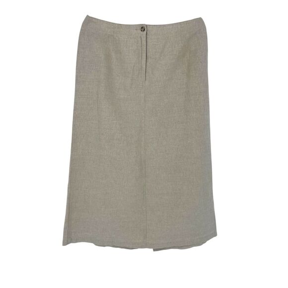 VTG Midi Maxi Skirt 100% Irish Linen Minimalist Modest Natural Tan Talbots Sz 14 - Picture 1 of 8